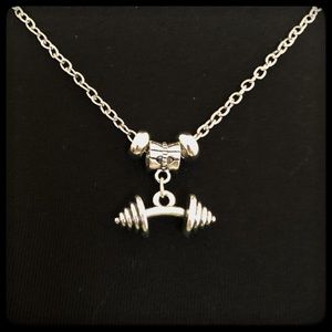 🆕✅ NECKLACE WITH SILVER BARBELL CHARM